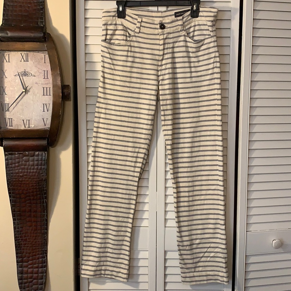 Striped Casual Men’s Pants - Cream & Gray